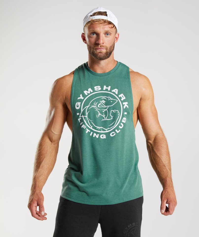 Men\'s Gymshark Legacy Drop Arm Tanks Green | CA D560NA